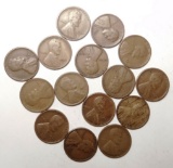 LOT OF (15) 1923-S LINCOLN CENTS G/VF