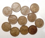 LOT OF (12) 1921-S LINCOLN CENTS G/FINE