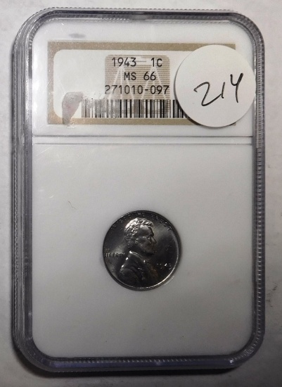 1943 STEEL LINCOLN CENT NGC MS-66