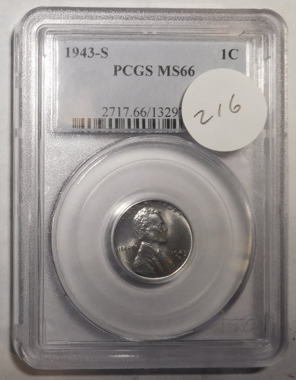 1943-S STEEL LINCOLN CENT PCGS MS-66