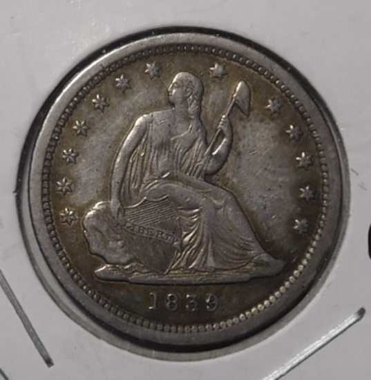 1839 LIBERTY SEATED QUARTER XF/AU