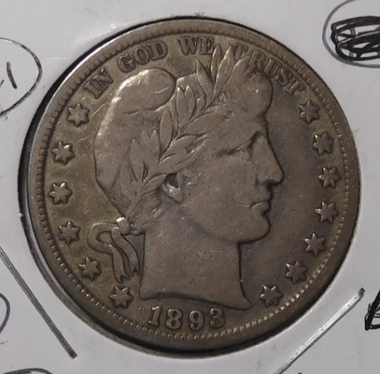 1893-S BARBER HALF DOLLAR FINE