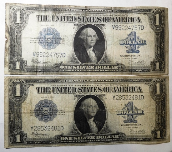 LOT OF (2) 1923 SILVER CERTIFICATES FINE (2 NOTES)