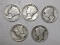 LOT OF FIVE 1928 MERCURY DIMES VG/F (5 COINS)