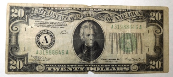 1934 $20.00 FEDERAL NOTE FINE