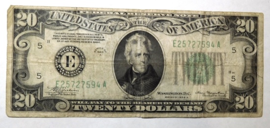 1934-A $20.00 FEDERAL NOTE FINE