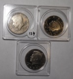 LOT OF 1986-S, 1988-S & 1990-S CLAD KENNEDY HALF DOLLARS (3 COINS)