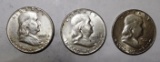 LOT OF THREE 1951 FRANKLIN HALF DOLLARS AU+++ (3 COINS)