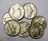 LOT OF SEVEN SILVER 1943 JEFFERSON NICKELS GEM UNC (7 COINS)