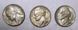 LOT OF THREE SILVER 1945 JEFFERSON NICKELS GEM UNC (3 COINS)