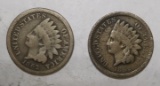 LOT OF TWO 1862 INDIAN CENTS G/VG (2 COINS)