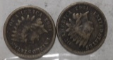 LOT OF TWO 1863 INDIAN CENTS VG/F (2 COINS)