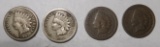 LOT OF 1862, 1863 & (2) 1864 BRONZE INDIAN CENTS G/VG (4 COINS)