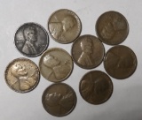 LOT OF NINE 1924-S LINCOLN CENTS AVE. CIRC. (9 COINS)