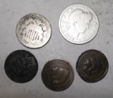 LOT OF FIVE CULL TYPE COINS (5 COINS)