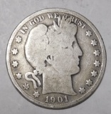 1901 BARBER HALF DOLLAR G/VG