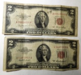 LOT OF TWO 1953 $2.00 NOTES G/VG (2 NOTES)