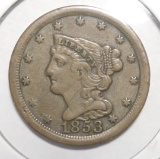 1853 HALF CENT XF