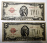 1928-G $2.00 RED SEAL NOTES G/VG (2 NOTES)