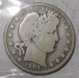 1904-O BARBER HALF DOLLAR VG