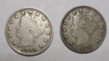 1905 AND 1907 LIBERTY NICKELS VF/XF (2 COINS)