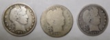 LOT OF 1893, 1894 & 1895-O BARBER QUARTERS VG/FINE (3 COINS)