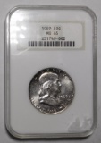 1959 FRANKLIN HALF DOLLAR NGC MS-65