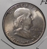 1948 FRANKLIN HALF DOLLAR GEM BU FULL BELL LINES