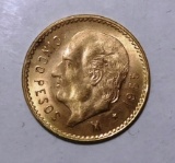 1955 MEXICO 5 PESO GOLD UNC