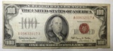 1966 $100.00 NOTE XF/AU CENTER TOP TEAR & TAPE