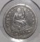 1853 A/R SEATED QUARTER XF CLEANED DAMAGED