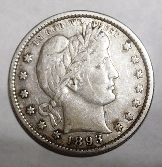 1893-S BARBER QUARTER XF-45