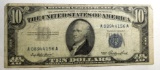 1953 $10.00 SILVER CERTIFICATE FINE (OBV PENCIL MARK)