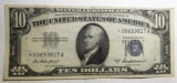 1953-A $10.00 STAR NOTE SILVER CERTIFICATE XF