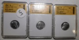 LOT OF 1943PDS STEEL LINCOLN CENTS SGS MS-70 (3 COINS)
