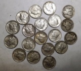 LOT OF NINETEEN BETTER DATE 1930'S MERCURY DIMES VF-AU (19 COINS)