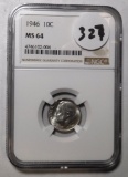 1946 ROOSEVELT DIME NGC MS-64