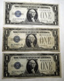 LOT OF THREE 1928 SILVER CERTIFICATES GD-FINE (3 NOTES)