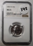 1957-D WASHINGTON QUARTER NGC MS-65