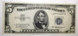 1953-A $5.00 SILVER CERTIFICATE STAR NOTE CRISP GEM UNC