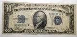 1934-C $10.00 SILVER CERTIFICATE VG