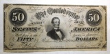 1864 $50.00 CONFEDERATE NOTE VF