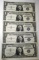 LOT OF FIVE 1957 CONSEC. $1.00 SILVER CERTIFICATES CRISP GEM UNC (5 NOTES)