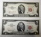 LOT OF TWO 1953-C & 1963 $2.00 STAR NOTES AU/UNC (2 NOTES)
