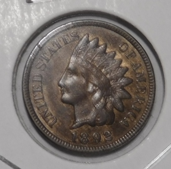 1892 INDIAN CENT AU-58