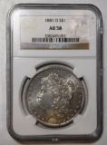 1881-O MORGAN DOLLAR NGC AU-58