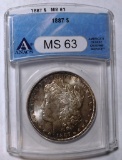 1887 MORGAN DOLLAR ANACS MS-63