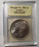 1891 MORGAN DOLLAR USCG MS-63+