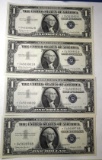 LOT OF FOUR 1957-B $1.00 SILVER CERTIFICATE STAR NOTES CRISP GEM INC