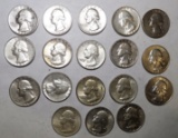 LOT OF EIGHTEEN BETTER DATE 1940'S WASHINGTON QTRS. XF-UNC (33 COINS)